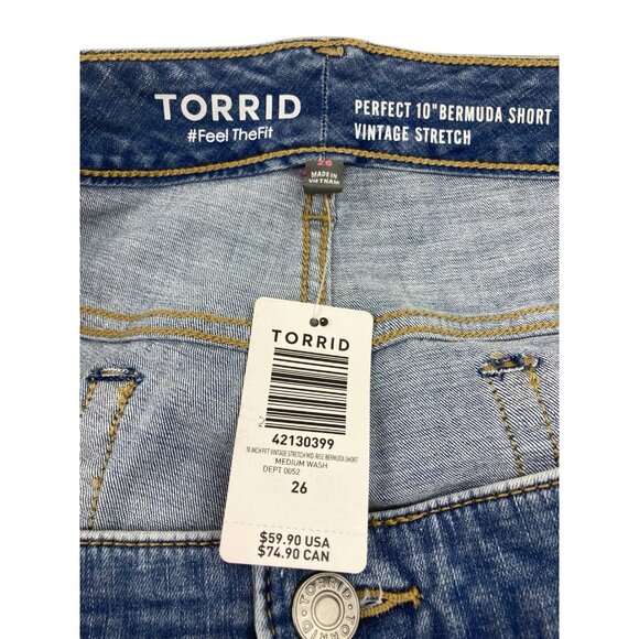 New Torrid Perfect 10" Bermuda Shorts Womens Plus 26 Med Blue Vintage Stretch - Picture 5 of 6